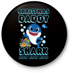 printfashion Christmas Daddy Shark - Kitűző, hűtőmágnes - Fekete (3991388)