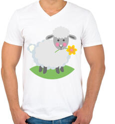 printfashion Húsvéti bárány - Férfi V-nyakú póló - Fehér (13179711)