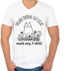 printfashion Fogadj örökbe egy cicát - Férfi V-nyakú póló - Fehér (13559026)
