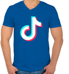 printfashion Tiktok fehér - Férfi V-nyakú póló - Királykék (4598599)
