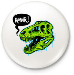 printfashion Dínó RAWR - Kitűző, hűtőmágnes - Fehér (5076647)