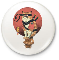 printfashion Cat Shinobi - Kitűző, hűtőmágnes - Fehér (5420929)