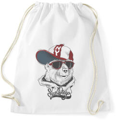printfashion Baseball sapkás medve - Sportzsák, Tornazsák - Fehér (4748607)