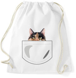 printfashion Zsebes macska - Sportzsák, Tornazsák - Fehér (7103953)
