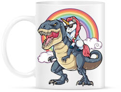 printfashion Dínó és szivárvány póni lovas - Bögre - Fehér (11513108)