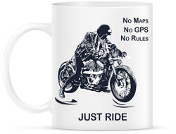 printfashion No maps, no gps, no rules, just RIDE - Bögre - Fehér (6368136)