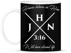 printfashion János 3: 16 - Bögre - Fekete (792968)