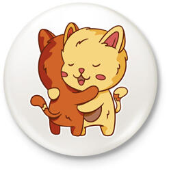 printfashion Macska ölelés - Kitűző, hűtőmágnes - Fehér (12663063)