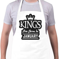 printfashion KINGS are born in January - fekete - Kötény - Fehér (5509374)