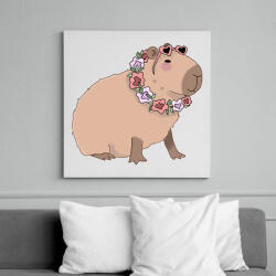 printfashion Nyaralós capybara - Vászonkép - Fehér (13934101)