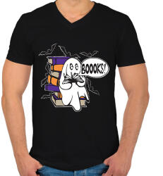 printfashion könyvszellem - Férfi V-nyakú póló - Fekete (14460629)