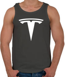 printfashion TESLA logo fehér - Férfi atléta - Sötétszürke (5363006)