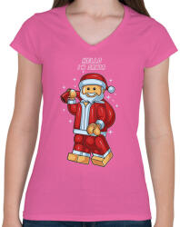 printfashion Lego Télapó - Női V-nyakú póló - Rózsaszín (139380)