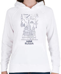 printfashion I LOVE RUSSIA - Női kapucnis pulóver - Fehér (10650414)