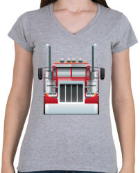 printfashion Camion - Női V-nyakú póló - Sport szürke (854024)