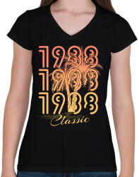 printfashion 1988 - Női V-nyakú póló - Fekete (12233439)