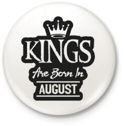 printfashion KINGS are born in August - fekete - Kitűző, hűtőmágnes - Fehér (5511775)