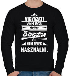 printfashion Vigyázat! Van egy őrült öcsém és nem félek használni! - Férfi pulóver - Fekete (2561947)