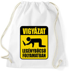 printfashion Vigyázat legénybúcsú folyamatban - Sportzsák, Tornazsák - Fehér (16509575)