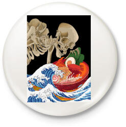 printfashion Skeleton eat sh*t - Kitűző, hűtőmágnes - Fehér (3083283)