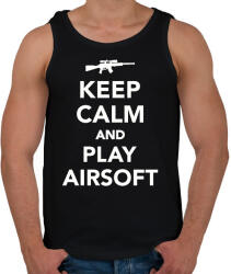 printfashion Keep calm and airsoft! - Férfi atléta - Fekete (2525456)