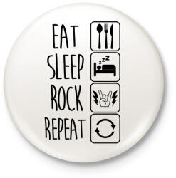 printfashion Eat Sleep Rock Repeat 2 - Kitűző, hűtőmágnes - Fehér (3079449)