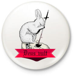 printfashion Deus vult - A gyilkos nyúl - Kitűző, hűtőmágnes - Fehér (3087627)