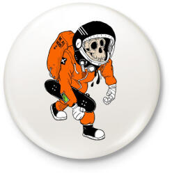 printfashion Space Skate Monkey - Kitűző, hűtőmágnes - Fehér (3082877)