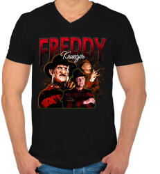 printfashion Freddy Kruger - Férfi V-nyakú póló - Fekete (14193697)