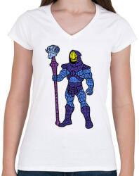 printfashion Koponya arc - Női V-nyakú póló - Fehér (138531)