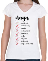 printfashion Anya feladatkörök - Női V-nyakú póló - Fehér (6670264)