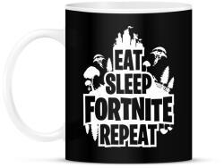 printfashion Eat Sleep Fortnite Repeat Style - Fehér - Bögre - Fekete (1552636)