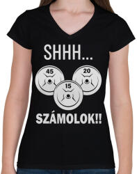 printfashion GYM things - Női V-nyakú póló - Fekete (2393924)
