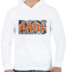 printfashion Narancs CHILL - Férfi kapucnis pulóver - Fehér (13909448)