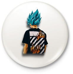 printfashion Drip Goku minta (Dragon Ball) - Kitűző, hűtőmágnes - Fehér (11876750)