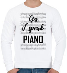 printfashion I speak piano - Férfi pulóver - Fehér (7639680)