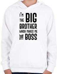 printfashion Big brother boss - Gyerek kapucnis pulóver - Fehér (7011706)