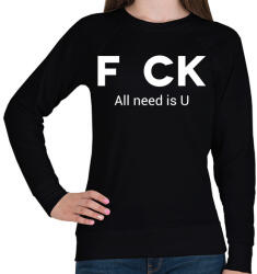 printfashion f_ck all need is U - Női pulóver - Fekete (1127764)