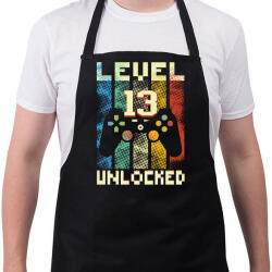 printfashion Level 13 unlocked születésnapi ajándék - Kötény - Fekete (11389541)