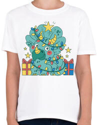 printfashion Karácsonyi Triceratops - Gyerek póló - Fehér (14756872)