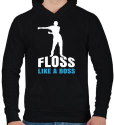 printfashion Floss like a boss - tánc - Férfi kapucnis pulóver - Fekete (1421731)