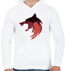 printfashion Witcher Red Wolf - Férfi kapucnis pulóver - Fehér (2232349)