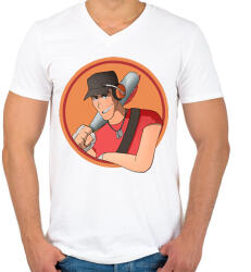 printfashion TF2 - Scout - Férfi V-nyakú póló - Fehér (1933170)