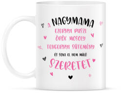 printfashion A nagymama ezernyi puszi - Bögre - Fehér (7062517)