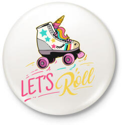 printfashion Let's roll unicorn - Kitűző, hűtőmágnes - Fehér (3088757)