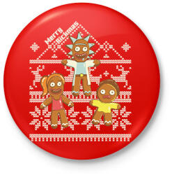 printfashion Merry Rickmas mézeskalács - Kitűző, hűtőmágnes - Piros (5714301)