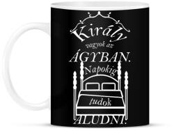 printfashion király az ágyban (fehér szöveggel) - Bögre - Fekete (13512073)