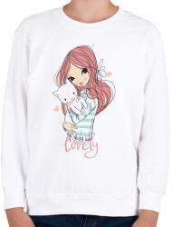 printfashion Cicás lány - Gyerek pulóver - Fehér (4656649)