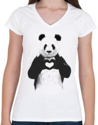 printfashion All you need is love - Női V-nyakú póló - Fehér (463414)