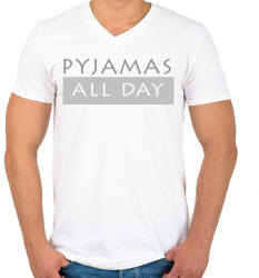 printfashion Pizsi egész nap! - Férfi V-nyakú póló - Fehér (281070)